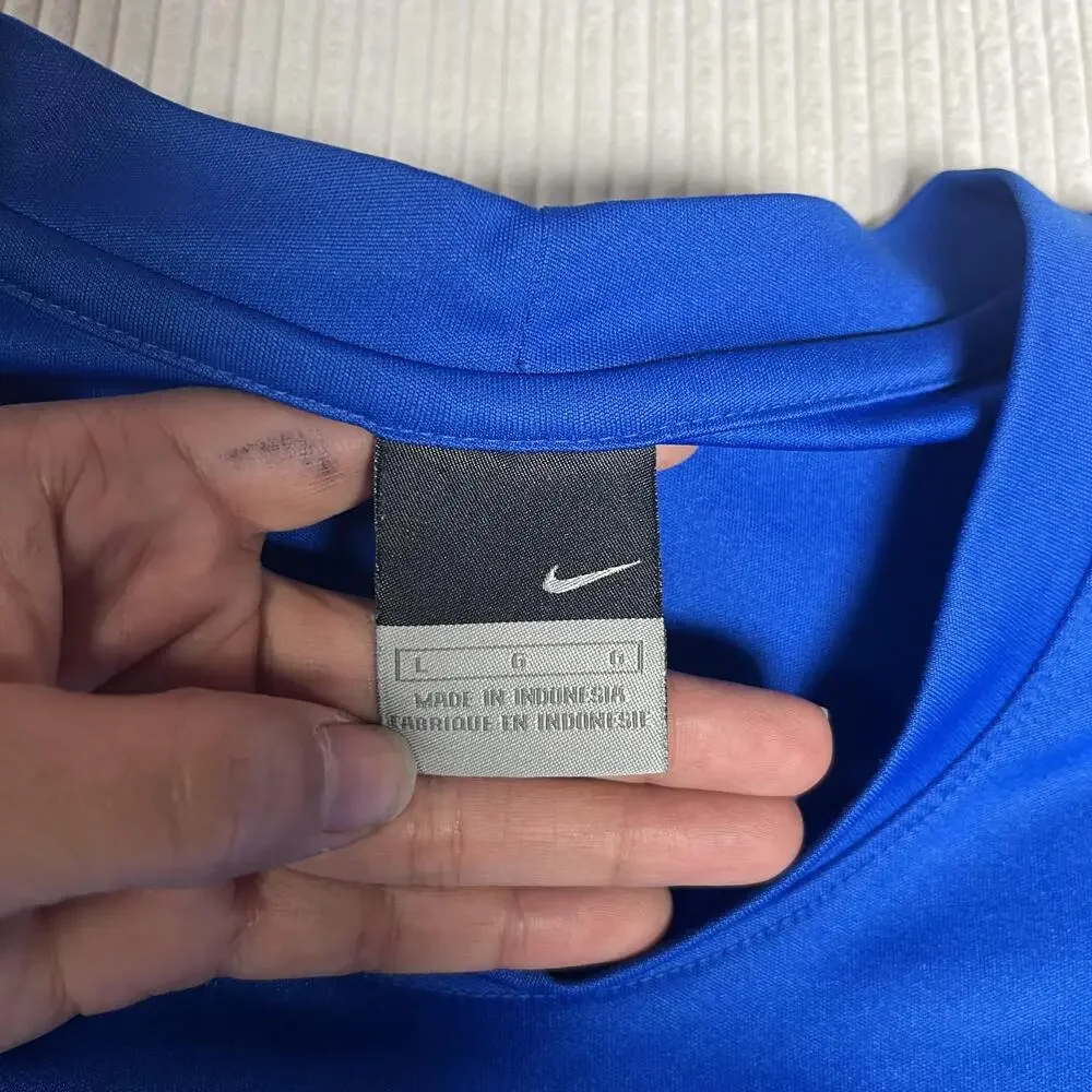 Nike Shirt Mens L Blue White Colorblock Jersey Athletic Training Top Gym